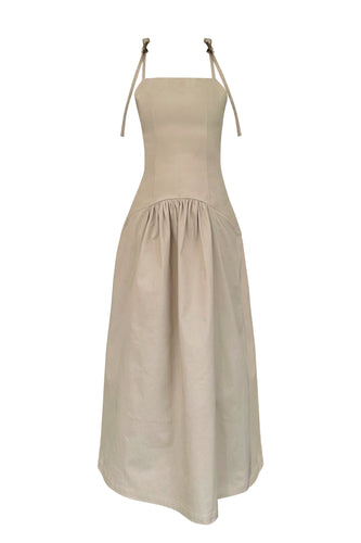 Ruched Midi Dress  - Natural Brim