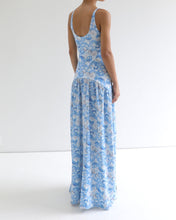 Load image into Gallery viewer, Ruched Maxi Dress - Blue Floral