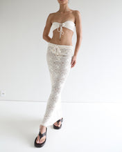 Load image into Gallery viewer, Low Waist Straight Crochet Maxi Skirt Bottom - Off-White Crochet