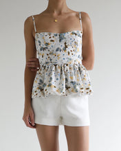 Load image into Gallery viewer, Strap Peplum Top - White Floral