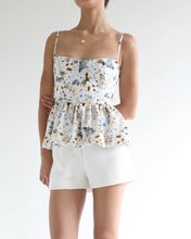 Load image into Gallery viewer, Strap Peplum Top - White Floral