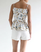 Load image into Gallery viewer, Strap Peplum Top - White Floral