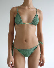 Load image into Gallery viewer, Triangle Thomas Detail Bikini Bottom - Leaf Green Texture