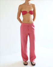 Load image into Gallery viewer, Low Waist Detail Pants Bottom - Pomegranate Linen