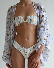 Load image into Gallery viewer, Pleated Bandeau Bikini Top - White Floral Crepe