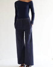 Load image into Gallery viewer, Pleated Pocket Pants Bottom - Navy Blue Denim