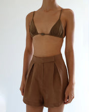 Load image into Gallery viewer, Pleated Shorts Bottom - Earth Brown Linen
