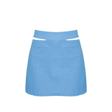 Load image into Gallery viewer, Cut Out Mini Skirt Bottom - Celest Blue Linen