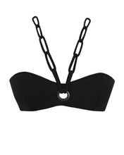 Load image into Gallery viewer, Eyelet Strap Ring Detail Bikini Top - Black Crepe