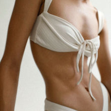 Load image into Gallery viewer, Backstitch Bias Furrowed Bikini Top - Off-White