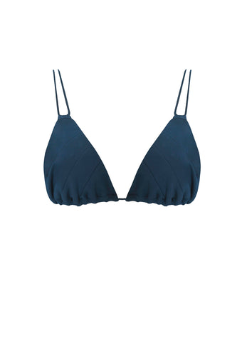 Triangle Cutouts Bikini Top - Petroleum Blue