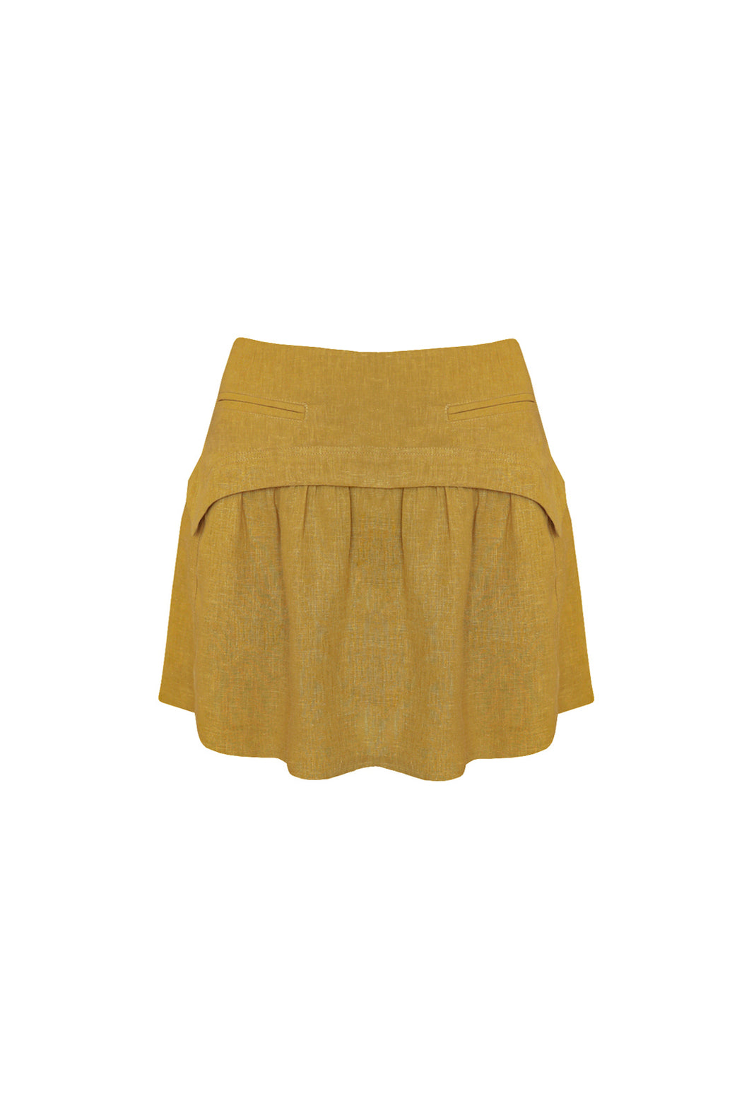 Tailoring Short Pleated Skirt Bottom  - Dijon