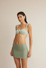 Load image into Gallery viewer, Low Waist Tailoring  Mini Skirt Bottom  - Eco Green linen