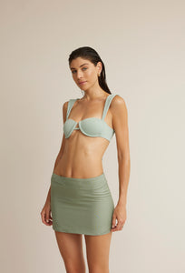 Low Waist Tailoring  Mini Skirt Bottom  - Eco Green linen