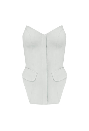 Tailored Structured Vest Top - Off-White