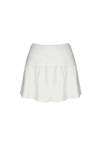 Tailoring Short Pleated Skirt Bottom - Off-White