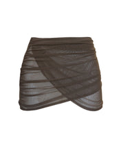 Load image into Gallery viewer, Ruched Mini Pareo Bottom - Brown Tulle