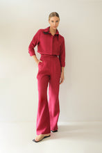 Load image into Gallery viewer, Tailored Slip Shirt Top - Magenta Linen
