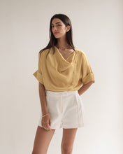 Load image into Gallery viewer, Draped Neck Button Shirt Top - Walnut