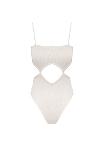 Cutouts Slits Swimsuit - Fluted Off-White