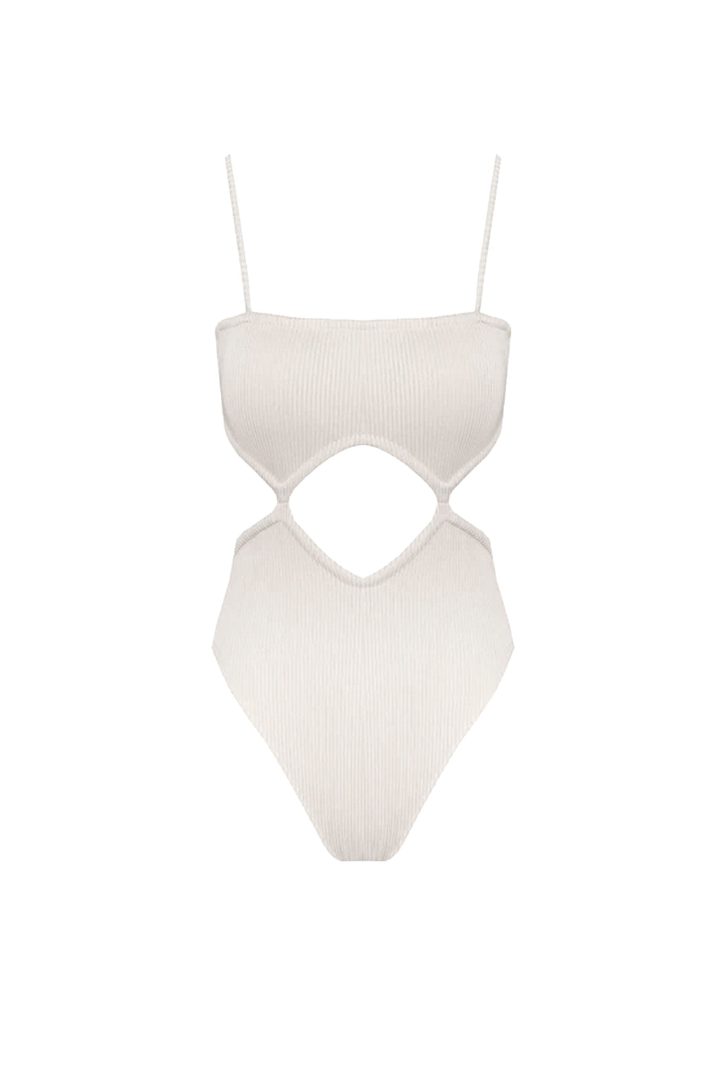 Cutouts slits swimsuit - Fluted Off-White