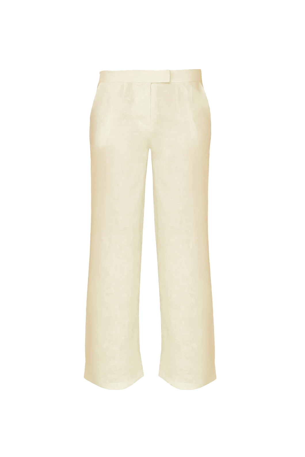 Straight Low waistband Detail Tailoring Pants Bottom - Yellow Linen