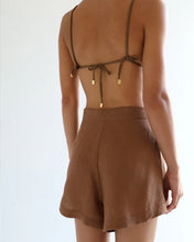 Load image into Gallery viewer, Pleated Shorts Bottom - Earth Brown Linen