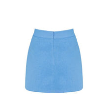 Load image into Gallery viewer, Cut Out Mini Skirt Bottom - Celest Blue Linen