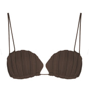Load image into Gallery viewer, Shell Pleated Bikini Top - Brown Tulle