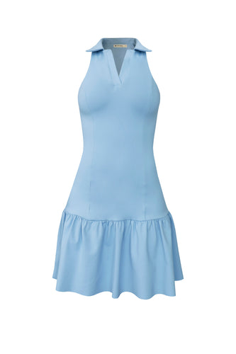 Ruched Polo Dress with Separate Shorts - Light Blue