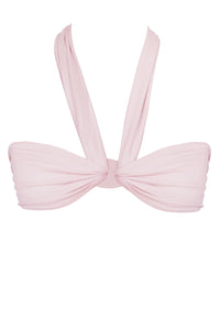 Straight with Tie and Ring Detail  Bikini Top - Pink Tulle