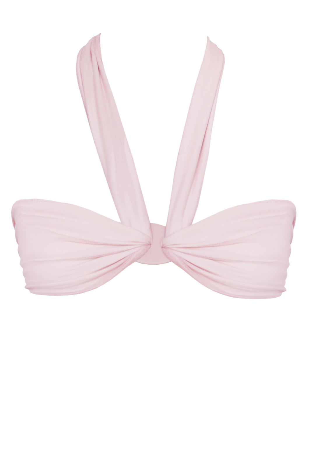 Straight with Tie and Ring Detail  Bikini Top - Pink Tulle