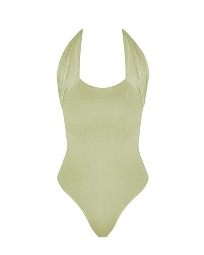 Ruched Tie Swimsuit - Green