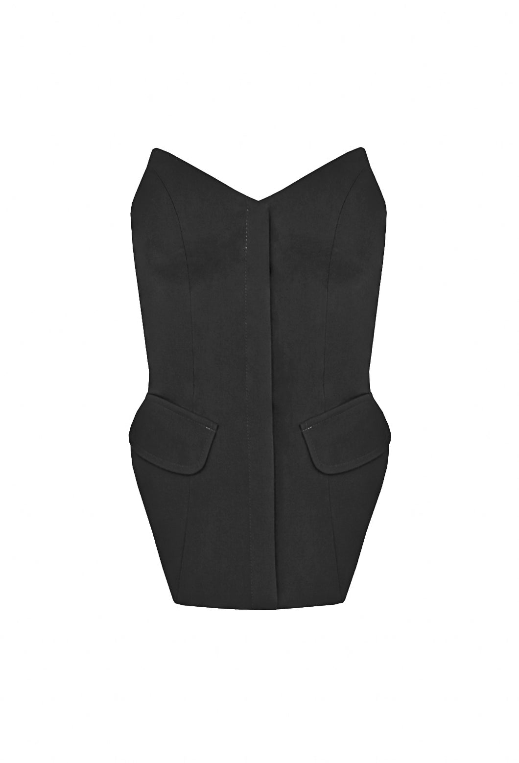 Tailored Structured Vest Top - Black
