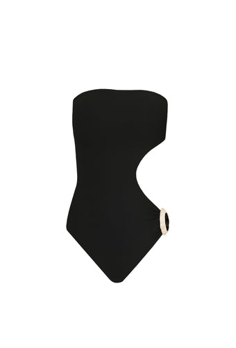 Through slit TQC swimsuit - Black