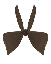 Load image into Gallery viewer, Straight Ring Tie Bikini Top - Brown Tulle