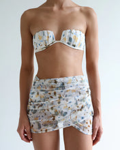 Load image into Gallery viewer, Pleated Bandeau Bikini Top - White Floral Crepe