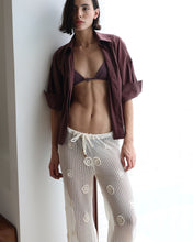Load image into Gallery viewer, Low Waist Straight Pants Bottom - Off-White Crochet Flowers