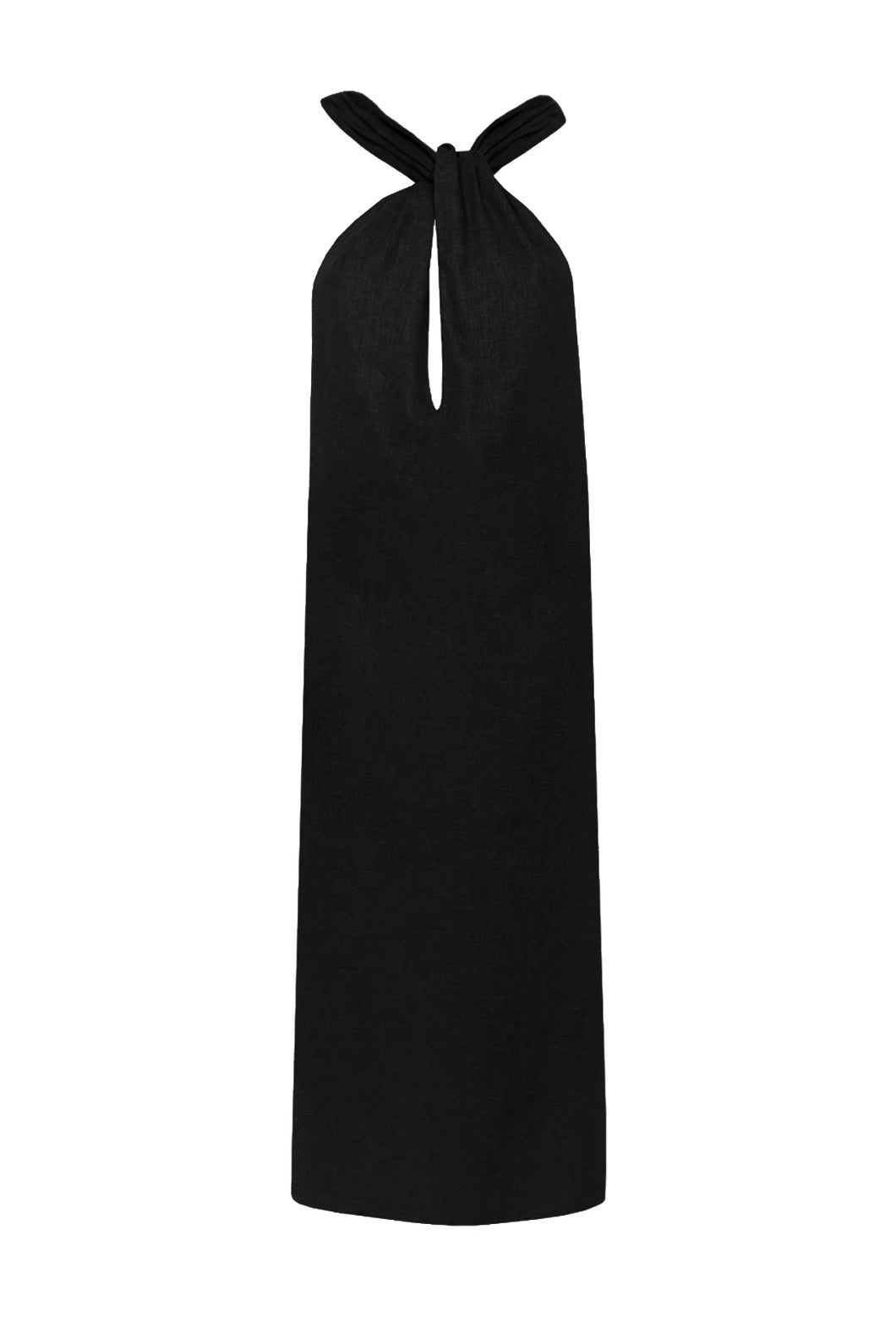 Side Armhole Tailoring Pleats Beach Cover-Up -  Black Linen