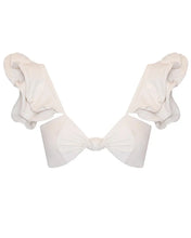 Load image into Gallery viewer, Ruffled Front Knot Bikini Top - Off-White