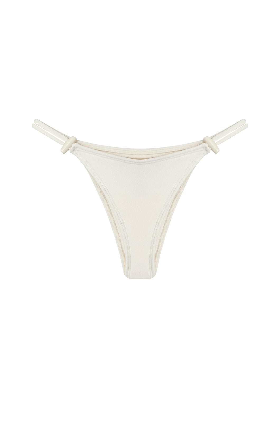 Duo Passante Fixed Strap Bikini Bottom - Off-White Texture