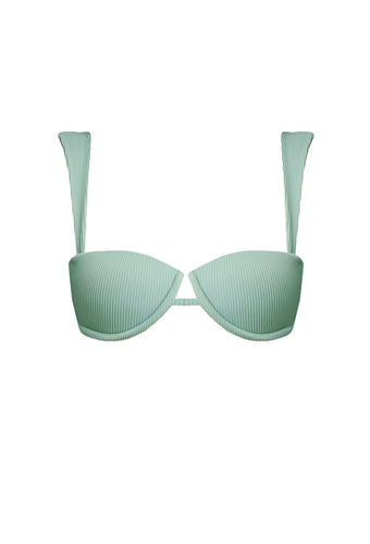 Structured Bikini Top - Green Fluted Catamaran