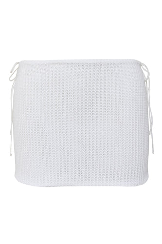 Crochet Bias Mini Skirt - Off-White