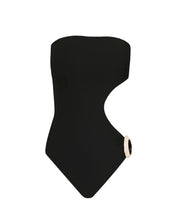 Load image into Gallery viewer, Through slit TQC swimsuit - Black