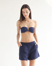 Load image into Gallery viewer, Straight Short Bottom - Navy Blue Linen