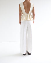 Load image into Gallery viewer, Deep Neck Peplum Top - Off-White Lace