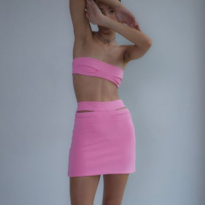 Cut Out Mini Skirt - Persia Pink