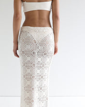 Load image into Gallery viewer, Low Waist Straight Crochet Maxi Skirt Bottom - Off-White Crochet