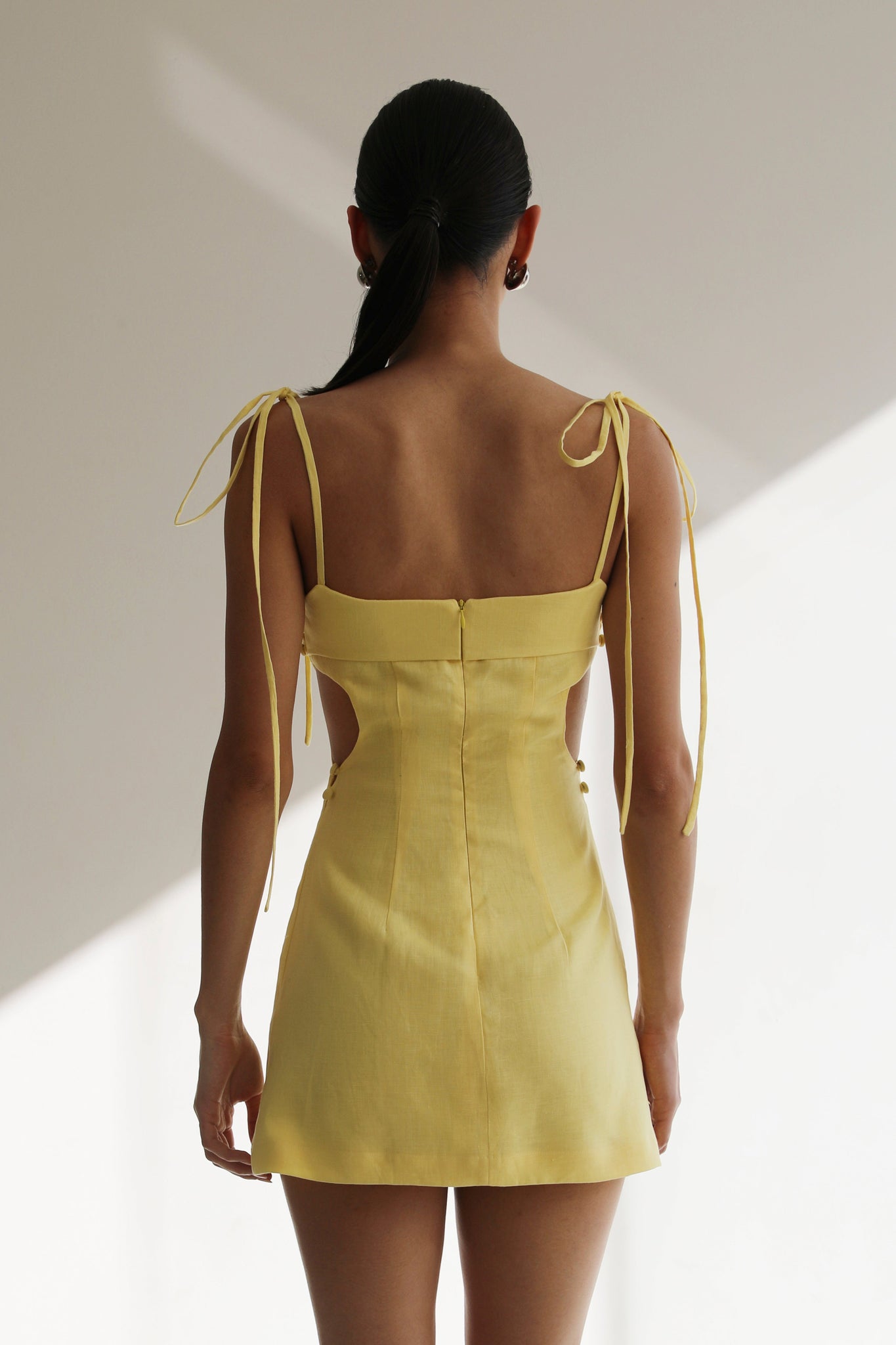 yellow dress short Simple prom dress, yellow homecoming shdress line yellow satin short prom dress is perfect for any event Tao Yellow Lace Up Mini