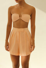 Load image into Gallery viewer, Short Pleat Detail Tailored Waistband - Peach Linen